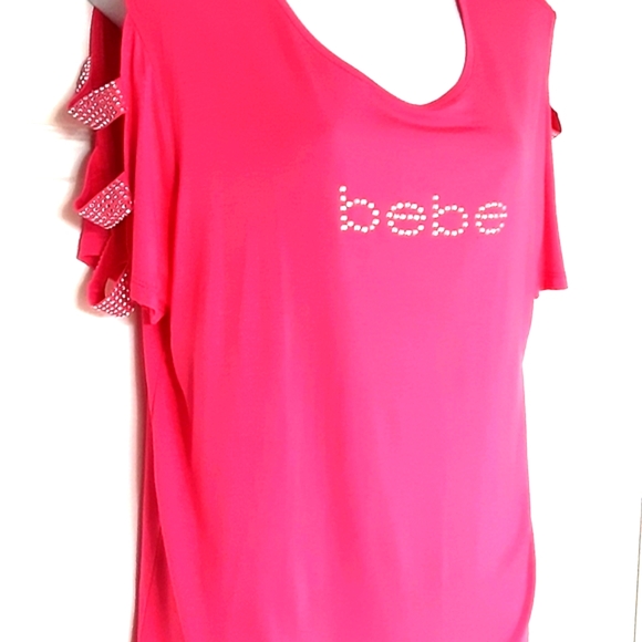 [Large, XL & 1XL] BNWT Bebe Pink Cold Shoulder Tee BRAND NEW WITH TAGS - Picture 3 of 4